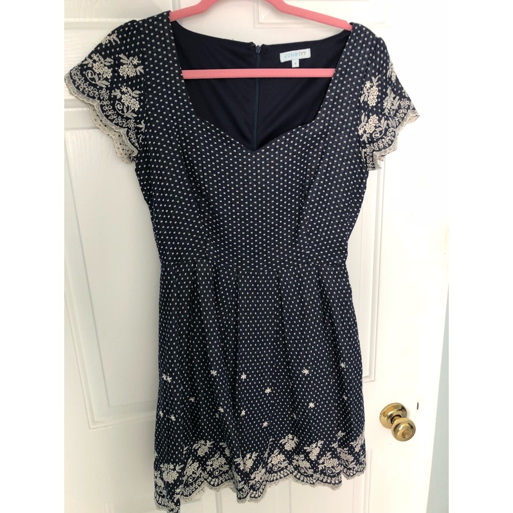 Navy Embroidered dress